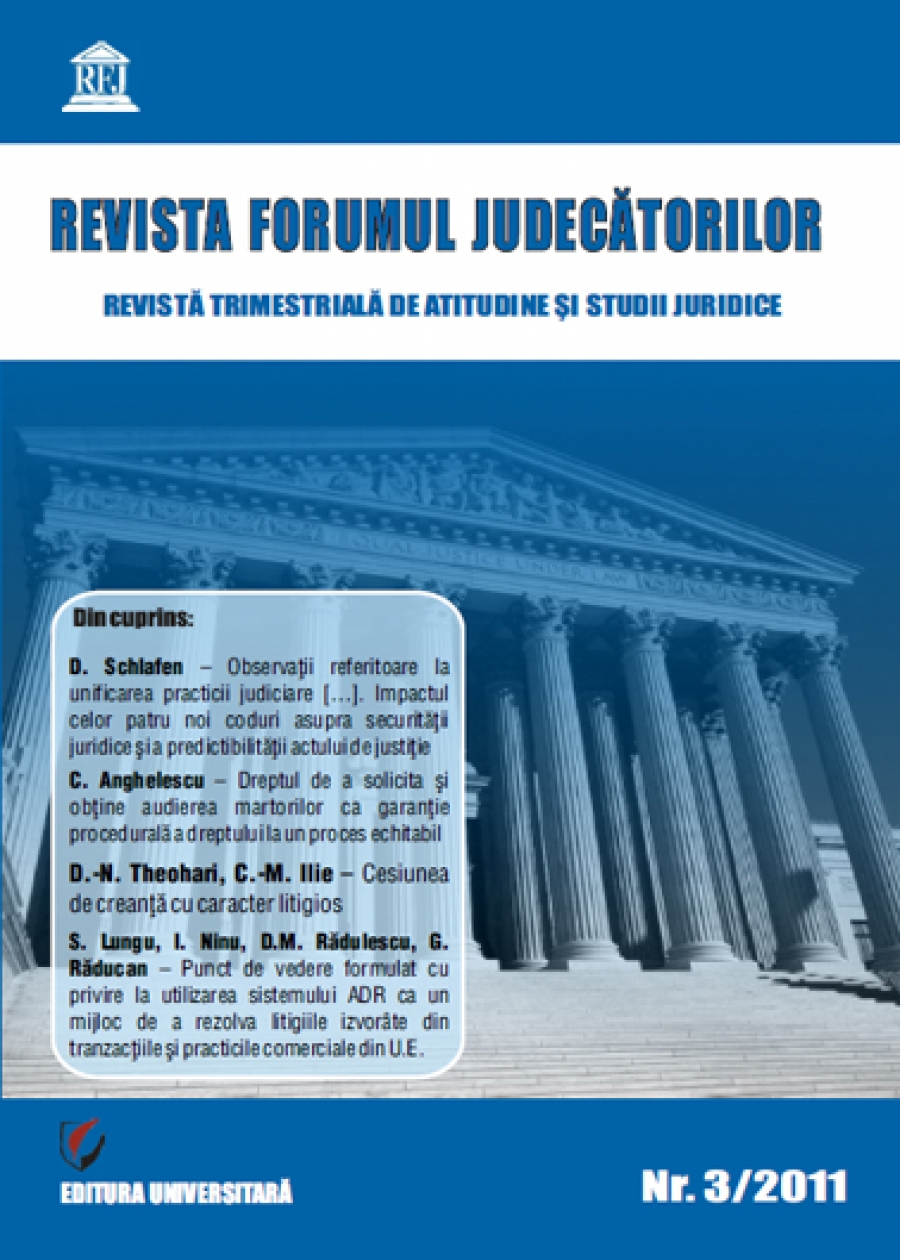 Revista Forumul Judecătorilor - nr. 3/2011