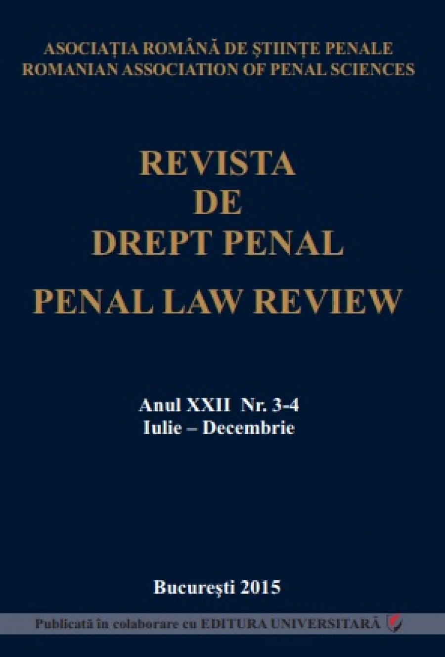 Revista de Drept Penal, anul XXII, nr. 3-4, iulie-decembrie 2015